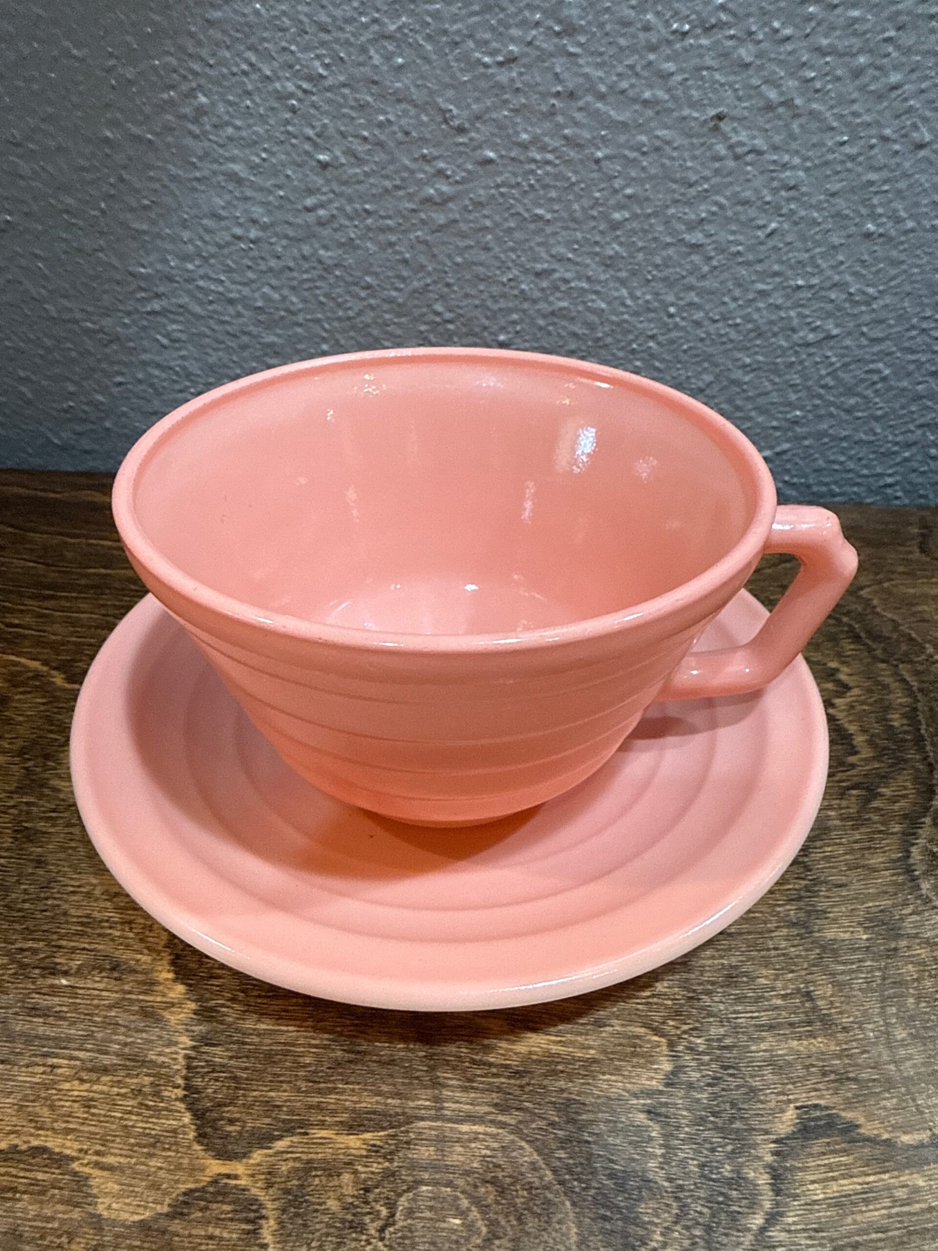 Teacup & Saucer | Vintage 1930s - 1940s Hazel-Atlas Platonite Glass